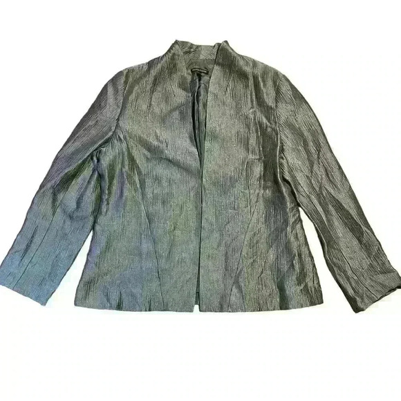 Eileen Fisher Jackets & Blazers - Eileen Fisher Gray Bronze Silk Ravine Textured Blazer Size Medium Office Casual